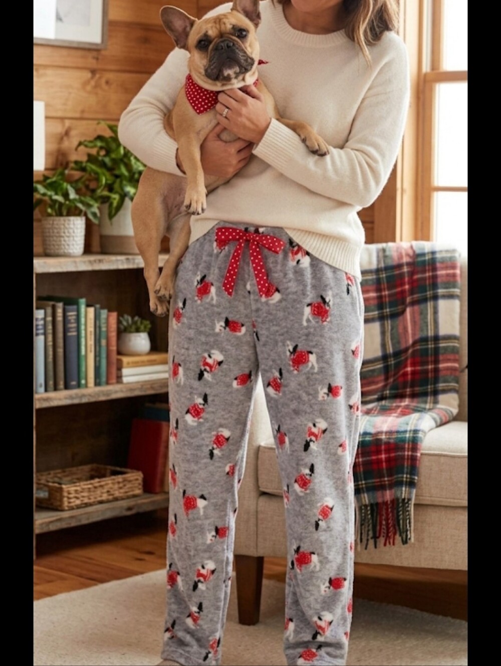 Dearfoams French Bulldogs Lounge Pabts L Grey Plush Leisurewear